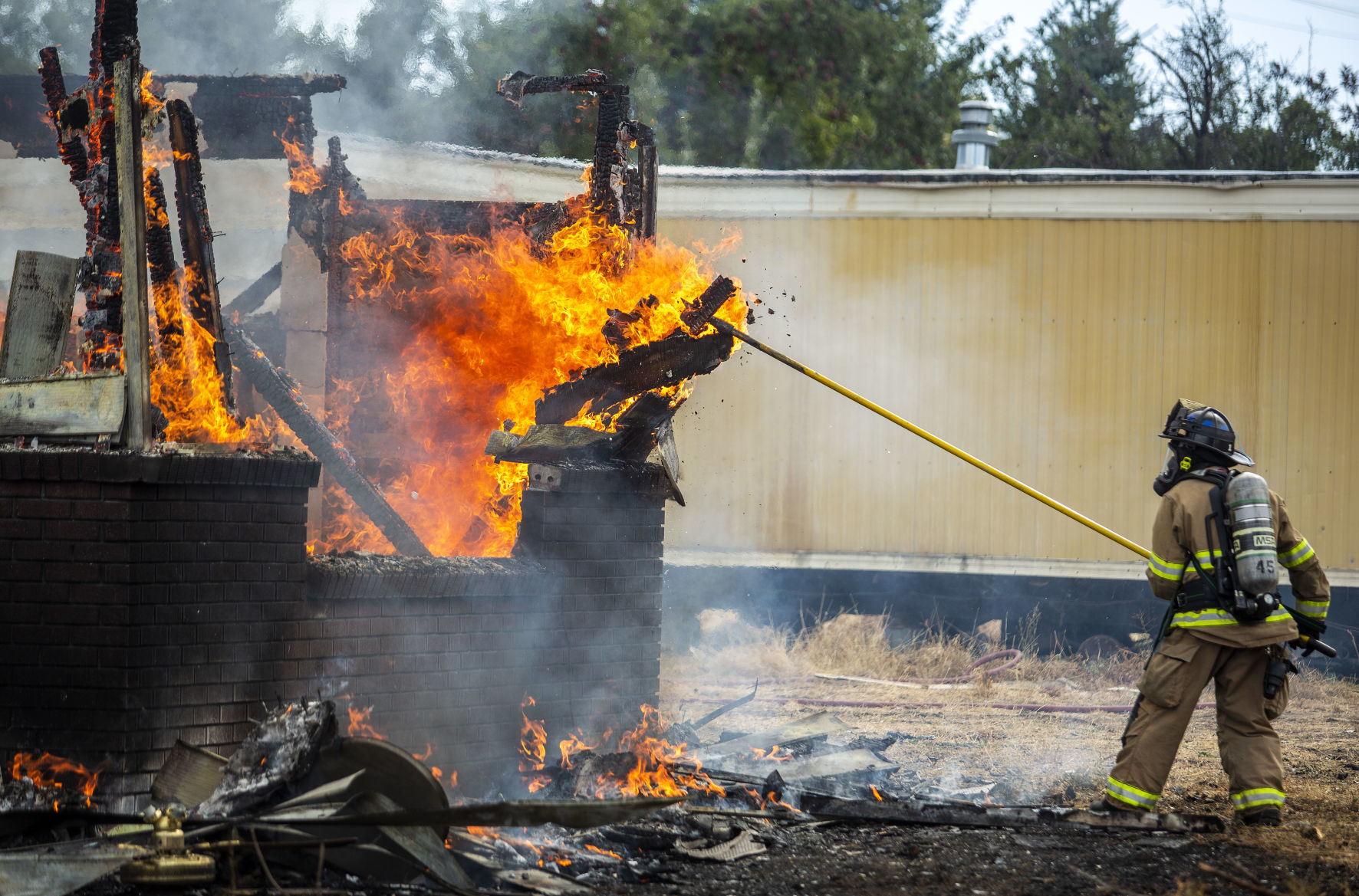 Firefighters train with a control burn